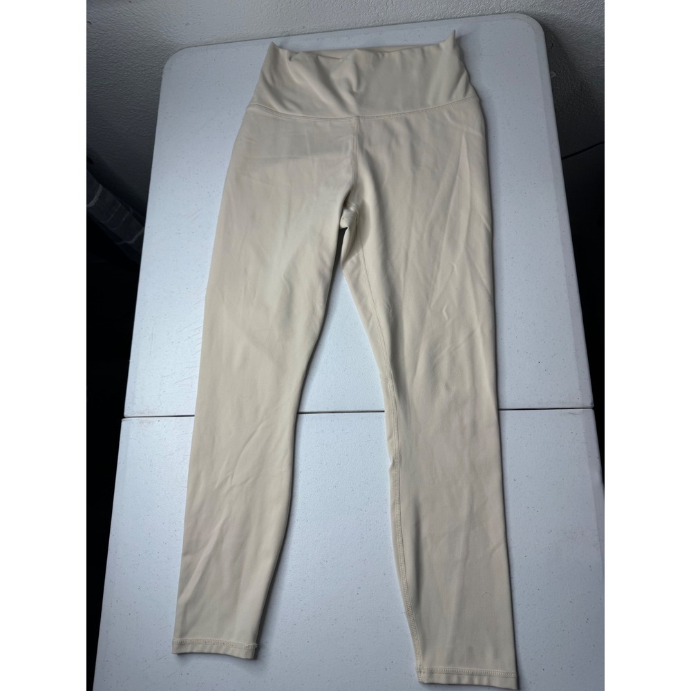 Fabletics PureLuxe High Waisted‎ Leggings Cream Beige Tan Yoga Pants Women Small